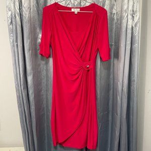 DRESSBARN Hot Pink Corporate Stretchy Wrap Dress Sz 6